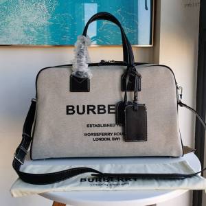 Burberry專門店新款精製手提包 巴寶莉Horseferry印花棉質帆布手提包 yxb1078