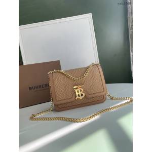 Burberry專門店新款小號TB刺繡絎縫鎖扣包 巴寶莉羔羊皮鏈條單肩斜挎女包 yxb1168