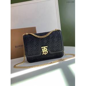 Burberry專門店新款中號TB刺繡絎縫鎖扣包 巴寶莉羔羊皮鏈條單肩斜挎女包 yxb1169