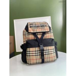 Burberry專門店新款雙肩包 巴寶莉Vintage復古格紋尼龍男士後背包 yxb1174