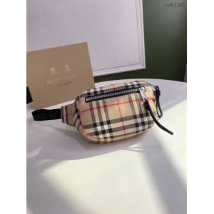 Burberry專門店新款Vintage復古格紋接合棉質腰包 巴寶莉男女款斜挎腰包 yxb1182