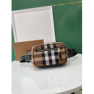 Burberry專門店新款腰包 巴寶莉格紋布男士腰包挎包 yxb1185