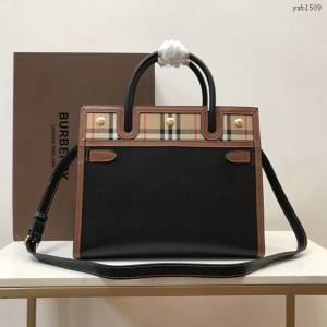 Burberry專門店新款Title泰爾勒手袋 巴寶莉Vintage復古格紋手提托特包肩背女包 yxb1509