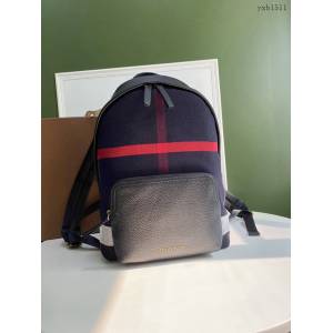 Burberry專門店新款Canvas格紋雙肩包 巴寶莉男士雙肩背包 yxb1511