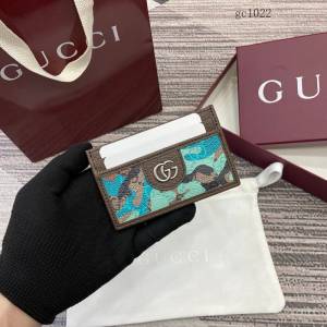 Gucci專櫃2026新款金屬標卡包 古馳迷彩男女卡夾名片夾 834795  gc1022