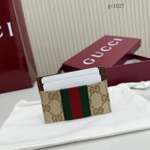 Gucci專櫃2026新款紅綠織帶卡夾名片夾 古馳老花男女卡套卡包 867384  gc1027