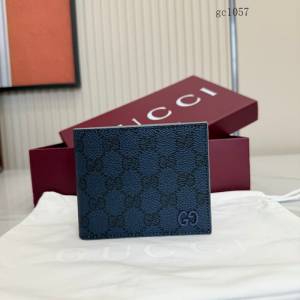 Gucci專櫃2026新款對折短款錢夾 古馳雙G印花灰色內裏男士錢包 768244  gc1057