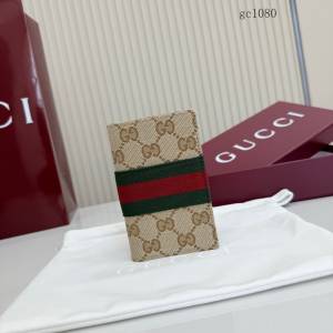 Gucci專櫃2026新款雙G印花對折錢夾 古馳經典織帶雙折男士錢包護照夾 867346  gc1080