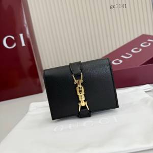 Gucci專櫃2026新款鎖扣對折錢夾 古馳Jackie1961系列全皮女士錢包 867166  gc1141