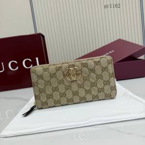 Gucci專櫃雙G印花全拉鏈零錢包 古馳Generation系列帆布長款女士錢包 443123  gc1162