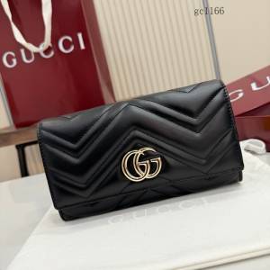 Gucci專櫃絎縫V型翻蓋女士錢夾零錢包 古馳Marmont系列長款全皮錢包 443436  gc1166