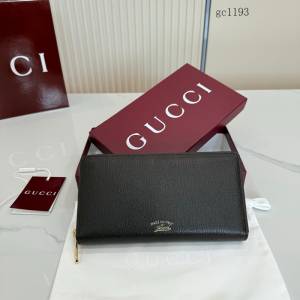 Gucci專櫃2026新款全皮燙金拉鏈零錢包 古馳Lira系列男士長款拉鏈錢包 867318  gc1193