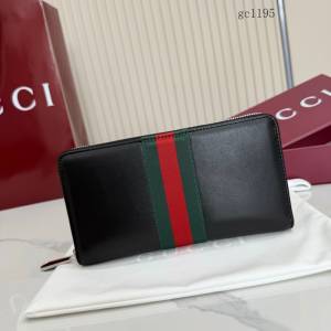 Gucci專櫃2026新款全皮長款拉鏈零錢包 古馳長款經典織帶男士拉鏈錢包 867284  gc1195