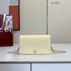 Gucci專櫃2026新款女士全皮單肩斜挎包 古馳Marmont系列翻蓋鏈條包單肩包 497985  gc1220