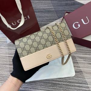 Gucci專櫃拼接翻蓋鏈條包 古馳Marmont系列雙色女士單肩斜挎包 497985  gc1221