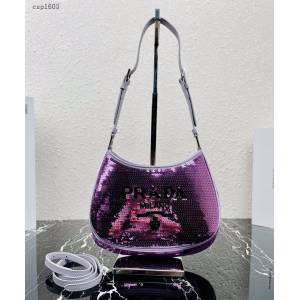 Prada專櫃新款刺繡Hobo肩背包 1BC169 普拉達水鑽Hobo亮片女包 csp1613